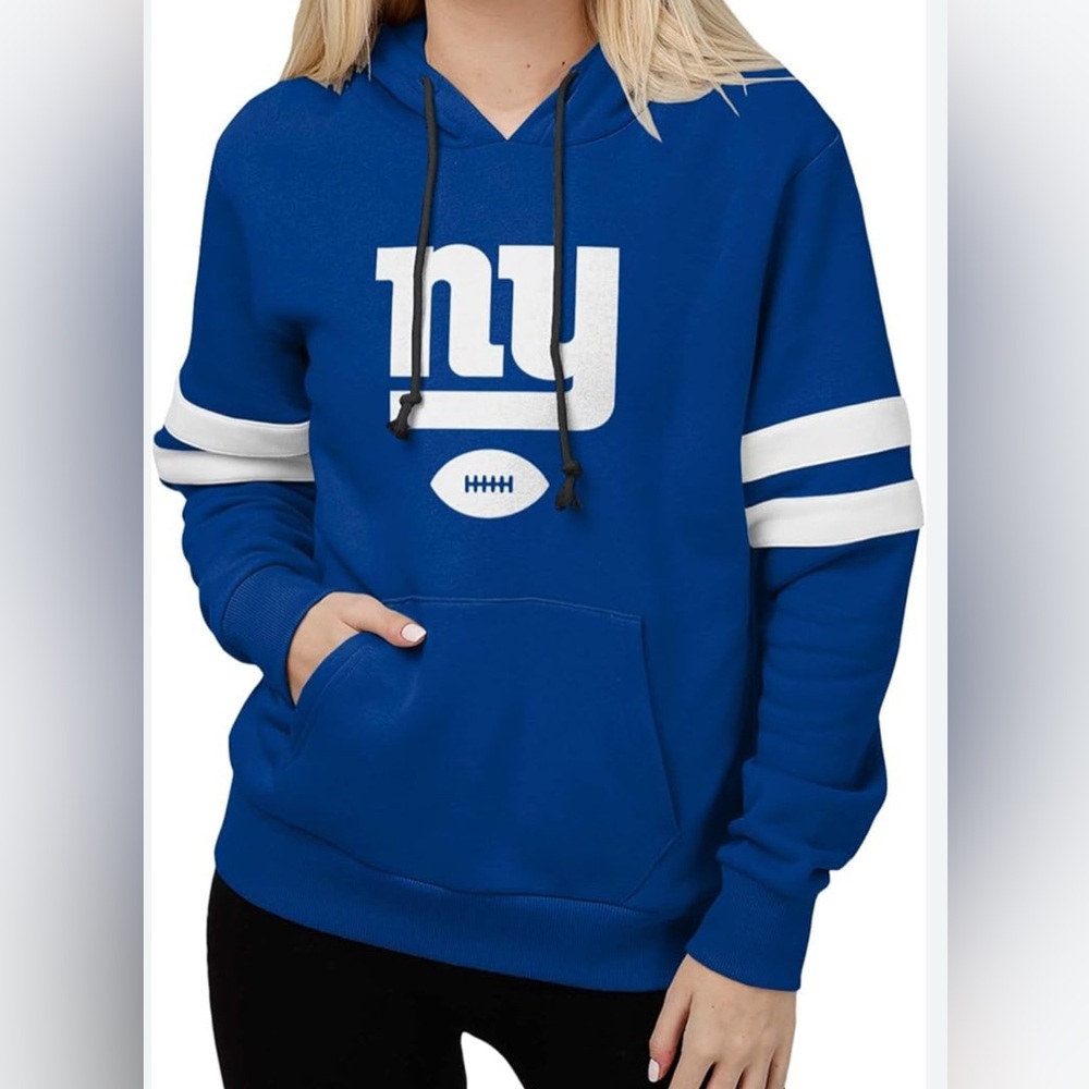 New York Giants NFL team‎ apparel women’s football Hoodie Pullover blue large